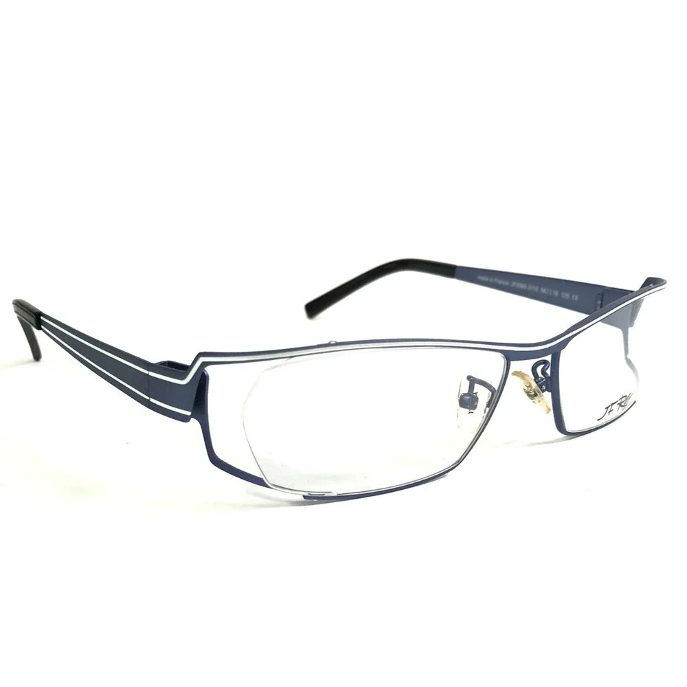 J.F. Rey Eyeglasses Frames JF2565 2110 Matte Ice Blue White Semi Rim 56-16-120